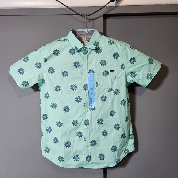 Hurley Other - Hurley Patio Cabana Shirt Men L Green Floral Button Short Sleeve NWT